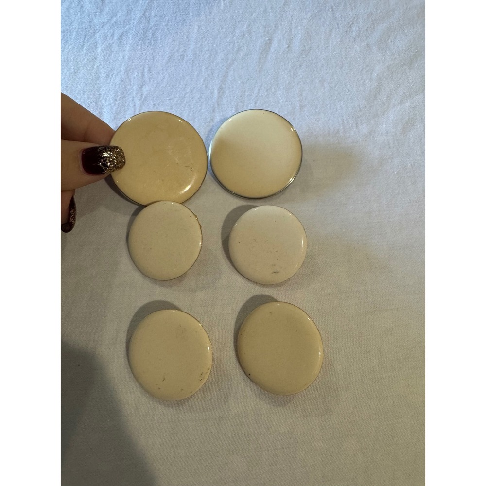 Vintage Gold And Silver Tone Faux Ivory‎ Clip On Earrings Set of 3 Pairs